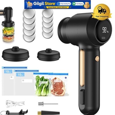 Electric 3-in-1 Mason Jar Vacuum Sealer Kit with 20 Reusable Bags - Perfect Gift
