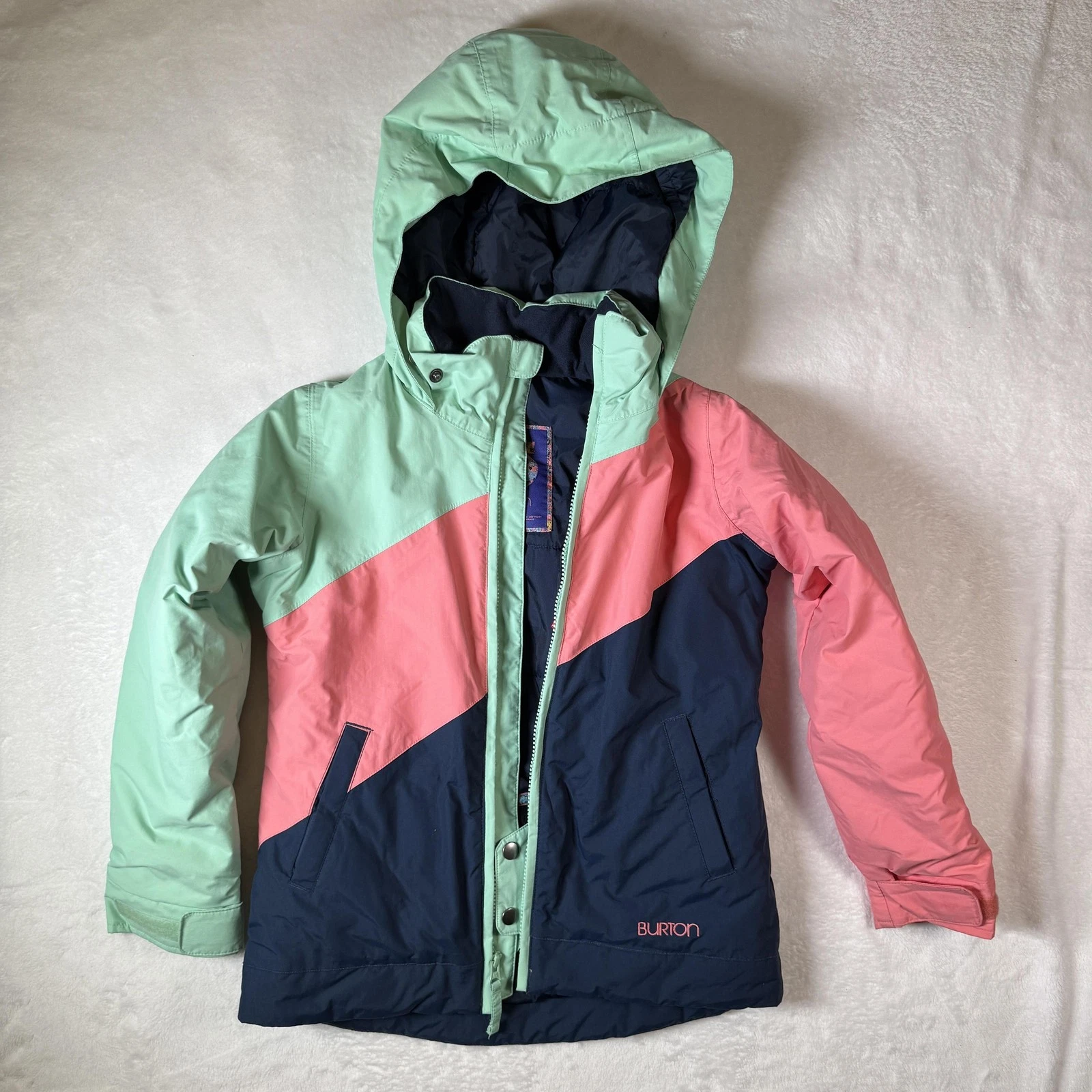 Burton Ski Jacket Kids Small Multicolor Colorblock Hooded DRYRIDE Snowboarding