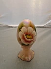 Fenton Pink Opalescent Hand Painted Limited Edition Egg on Stand