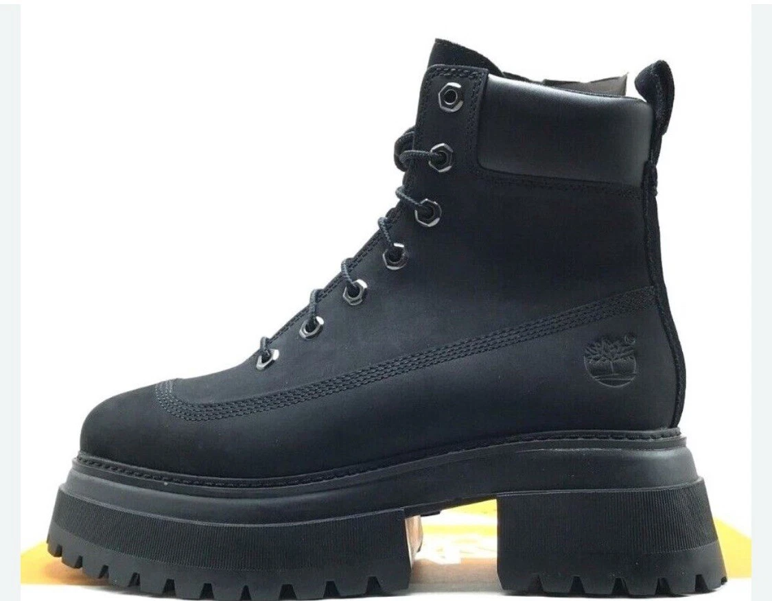 Stivali Timberland Sky donna 6” plateau nero nabuk stringati taglia 9 ottime condizioni