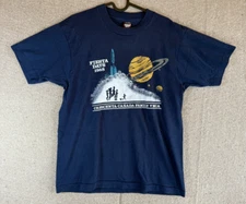 VTG Womens Sz Large 1988 Fiesta Days YMCA Navy Blue T Shirt Single Stitch USA