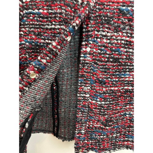 IRO Carene Tweed Jacket Blazer Knit Knotted Boucle Red Black Wool Blend Size 10 - Picture 11 of 12