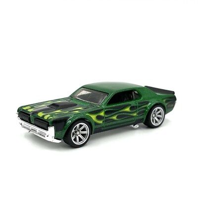 Hot Wheels '68 Mercury Cougar Green HW Flames CUSTOM REAL RIDER
