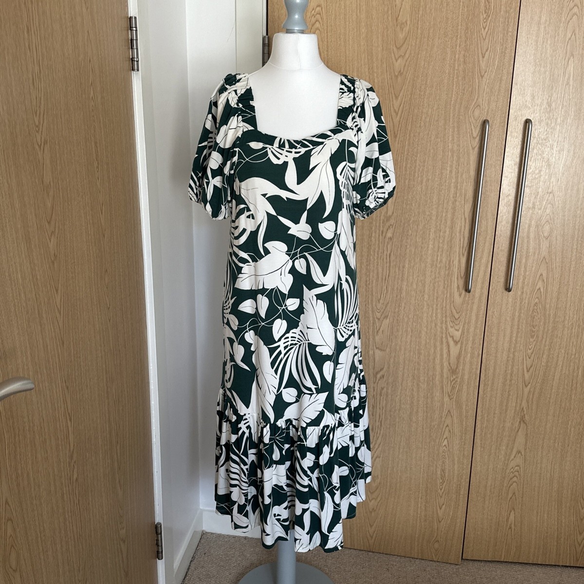 Phase Aayra Palm Print Midaxi Dress Generous Size 10 UK