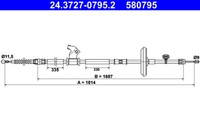 ATE Handbremsseil Rechts FüR Cruze Astra J 1.3D-2.0D 05.09- Opel OE 13367628