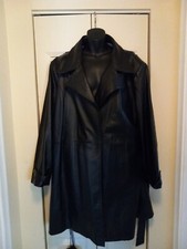 Centigrade Leather Black Belted Coat Size 3x