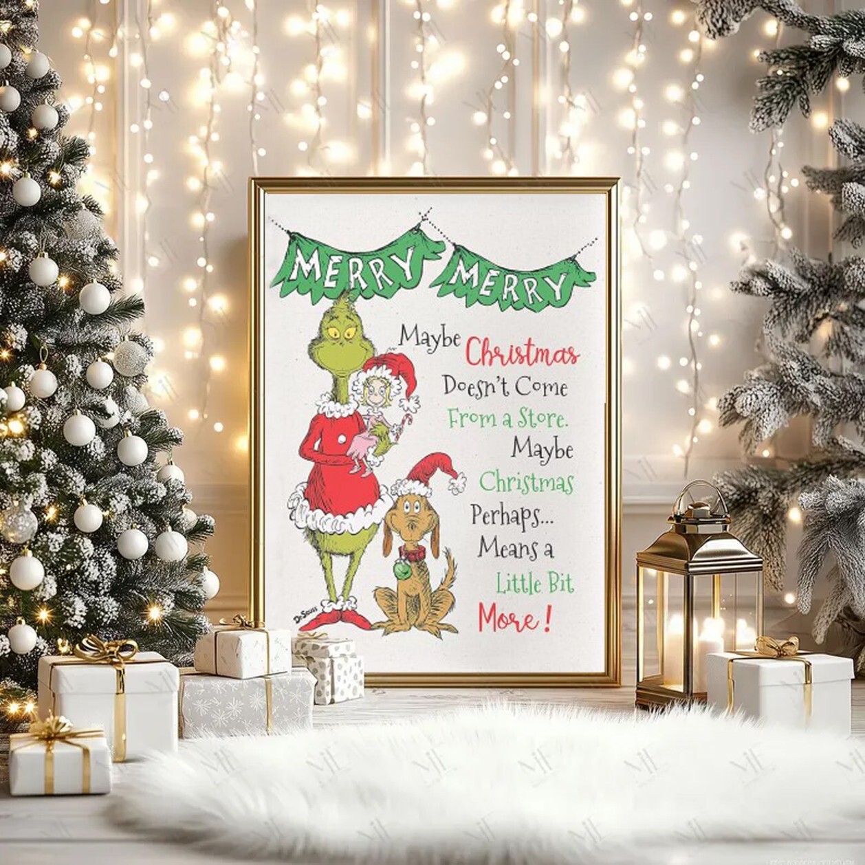 Maybe Christmas Poster for Grinch Lovers - Perfect Grinchmas Decor, No Frame Included