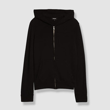  168 Monrow Women's Black Zip Front Kangaroo Pocket Hoodie Sweater Size XS