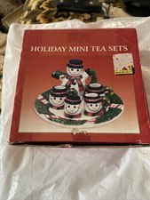 Mini Tea Set Snowman Novelty Collectible Holiday Christmas Elegant And Dainty