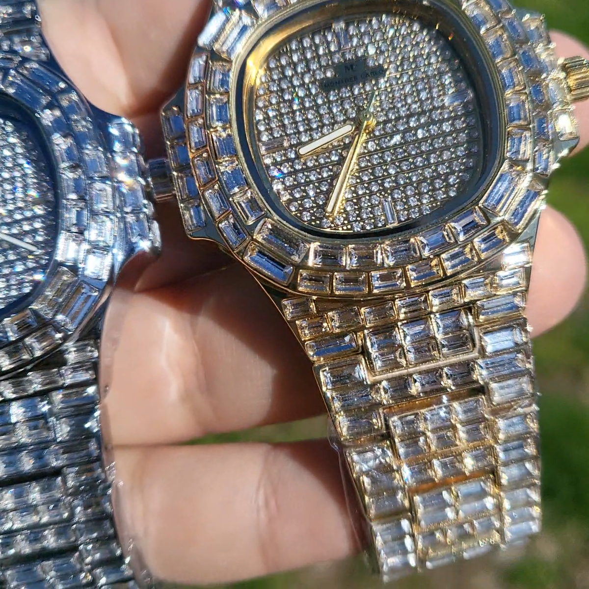 Unisex Watch Full Iced Baguette Stone Luxury Gold Silver  display picture 1