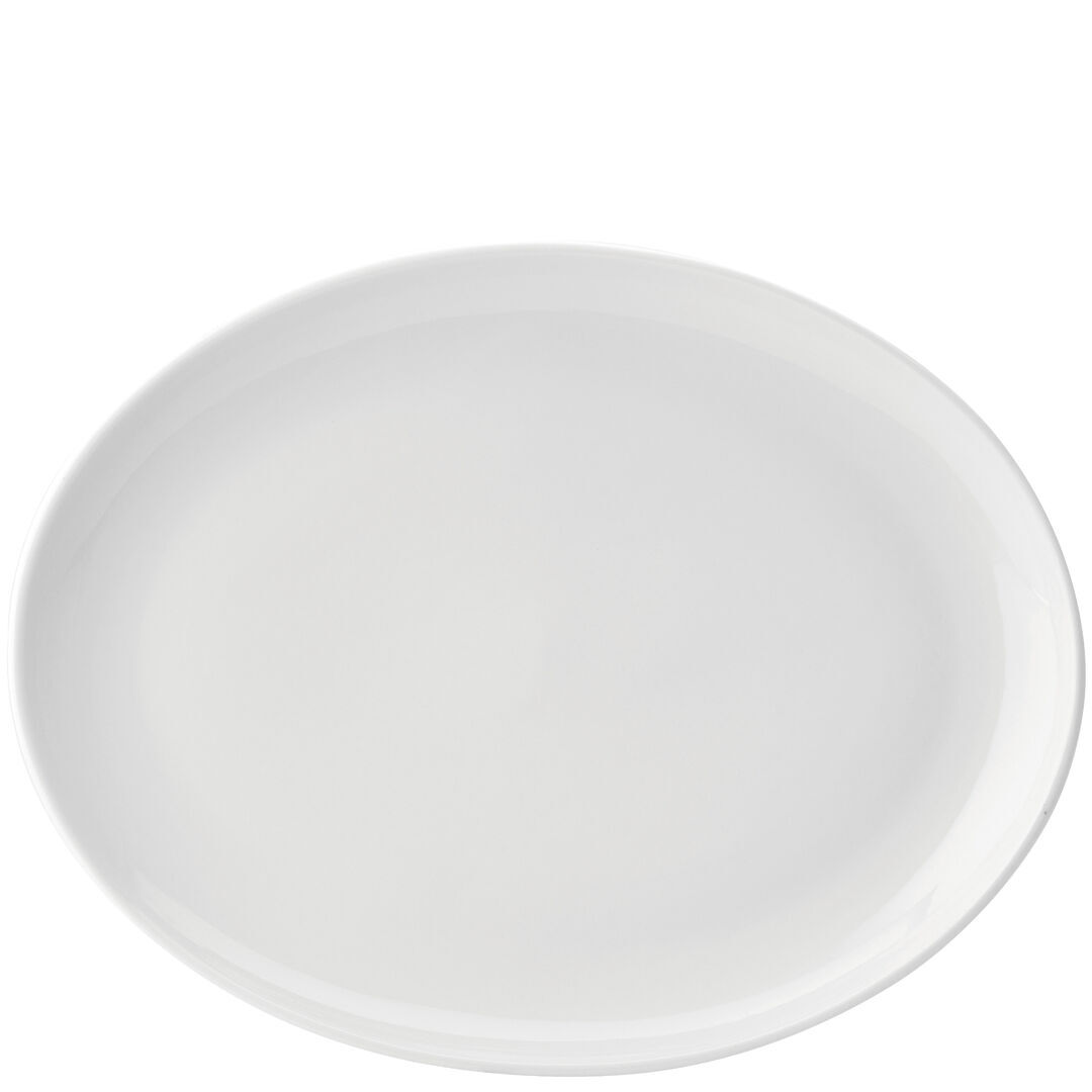 Porcelain Oval Plate Pure White Vitrified Serving Set 14"" (36Cm) Pack Of 18