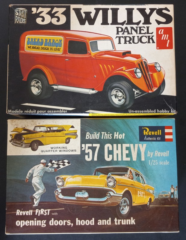 AMT #T406 1933 Willys Panel & Revell #H-1284 1957 Chevy Belair Empty Boxes - OOP