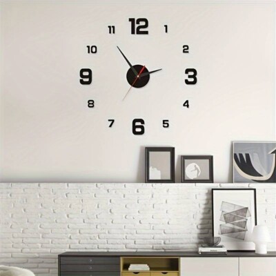 DIY Große Zahlen 3D Digitale Wanduhr für Zuhause, Büro. Farbe: schwarz