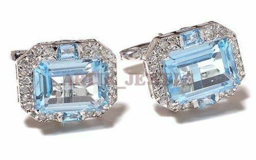 Naturel London Bleu Gemme Topaze Avec 925 Argent Sterling Manchette