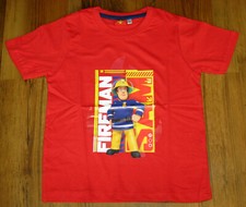 Fireman Sam T-Shirt Gr. 122-128 Rot Feuerwehrmann Sam Mode für Jungen
