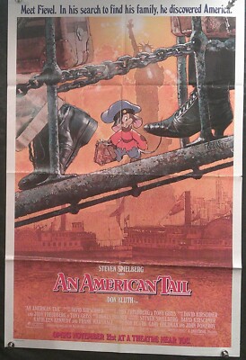 Spielberg's AN AMERICAN TAIL /  Folded ADVANCE  U.S. 1SH  1986 / Bluth Animation