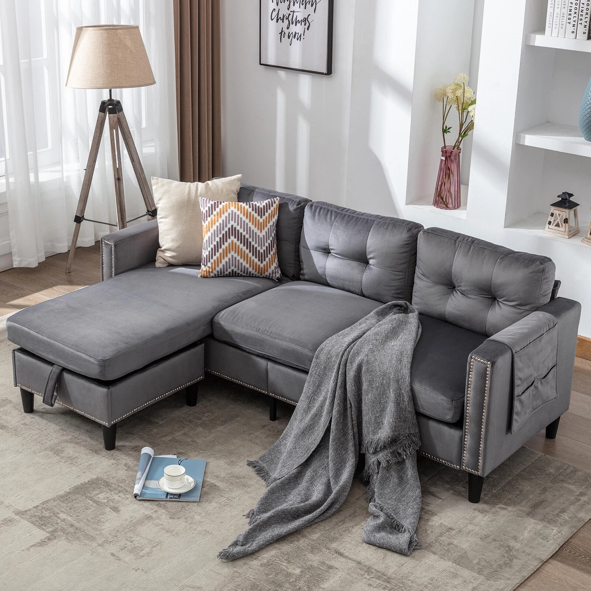 Velvet small sectional discount