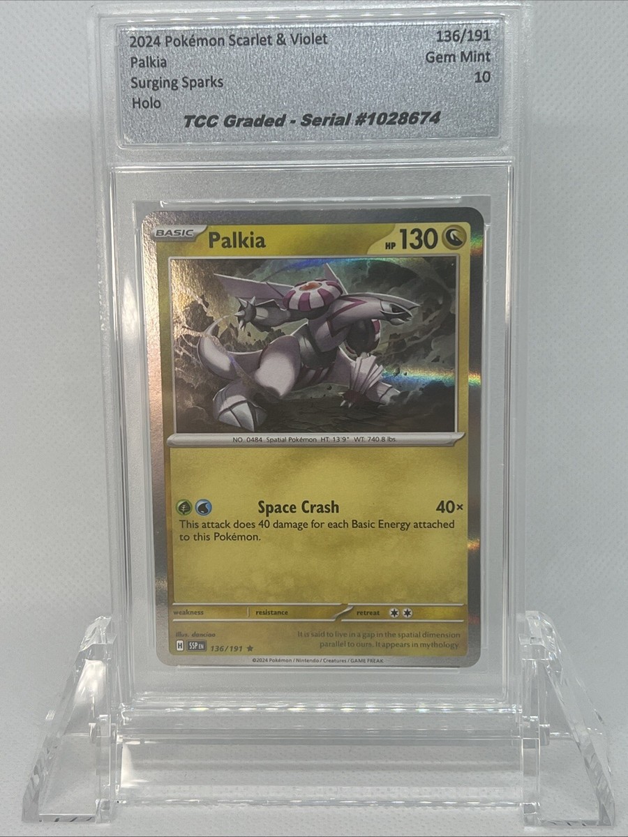 2024 Pokemon Surging Sparks Palkia 136/191 Holo TCC Graded Gem