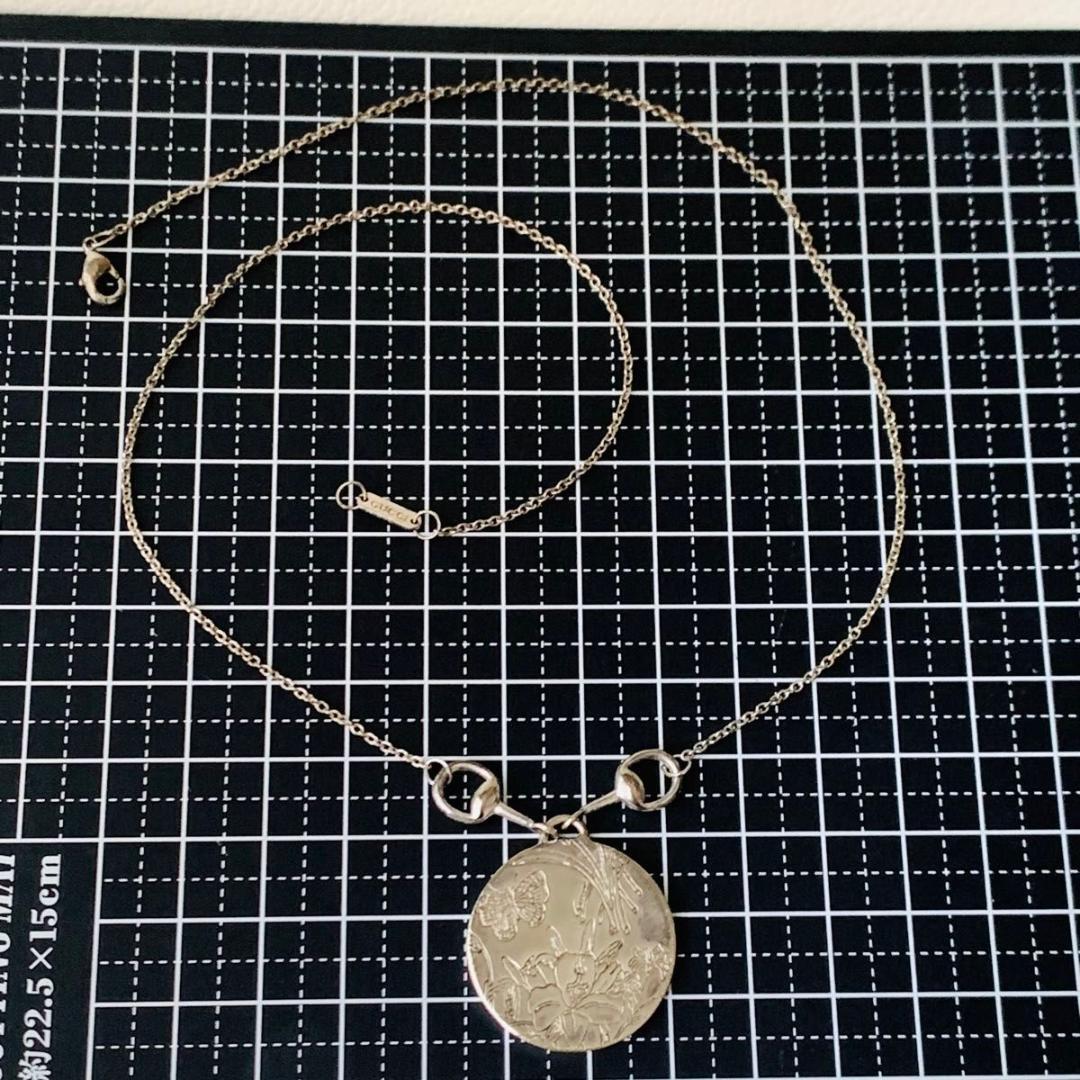 OLD GUCCI Floral Coin Necklace Silver925 OLD GUCCI Floral Coin Necklace Silver925