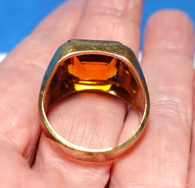 ANILLO VINTAGE TEJIDO CESTA TOPACIO MIEL ORO 10K TALLA 7,5 7,1 GRAMOS Foto 3 de 3