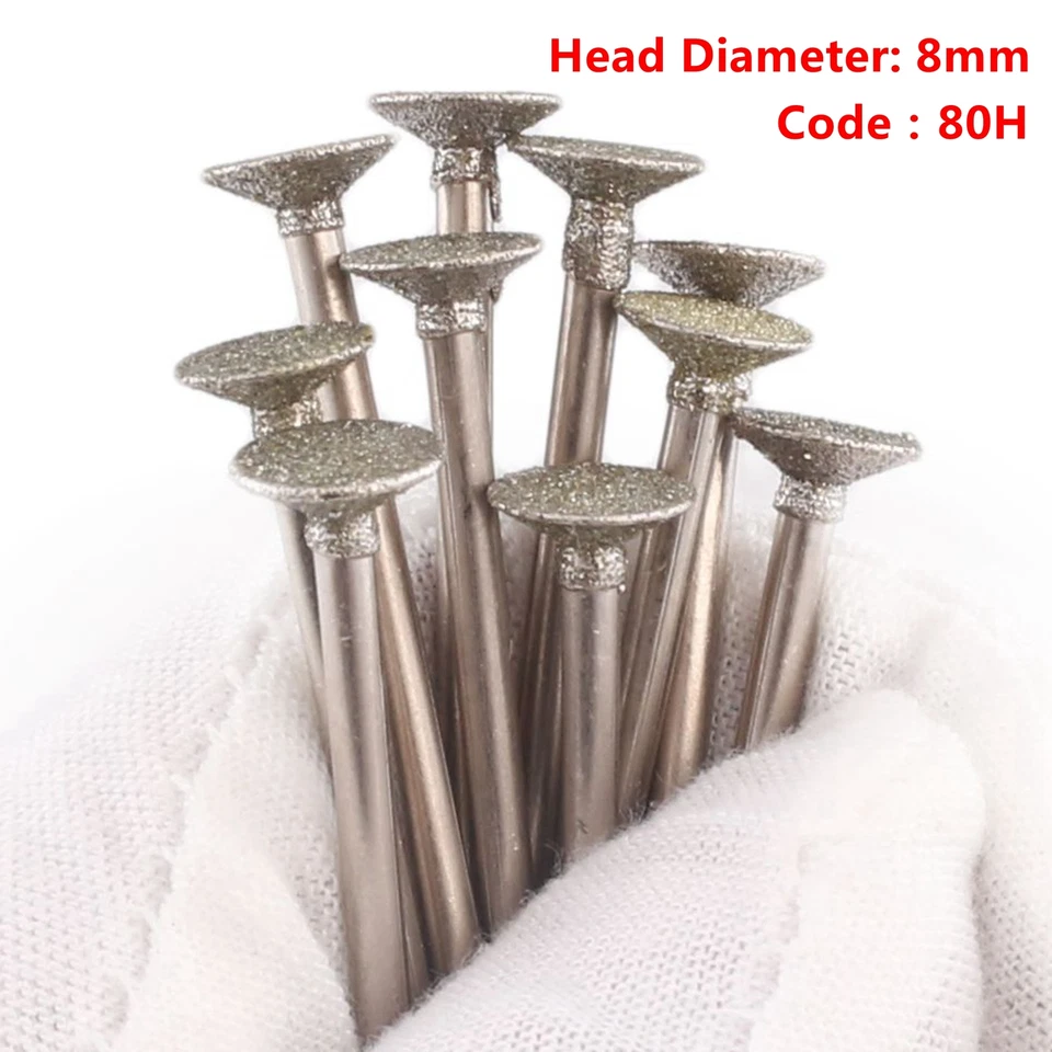 30Pcs 8mm 10mm Diamond Grinding Bits Burr Nail Head Lapidary Tools for Stone - Image 3 of 4