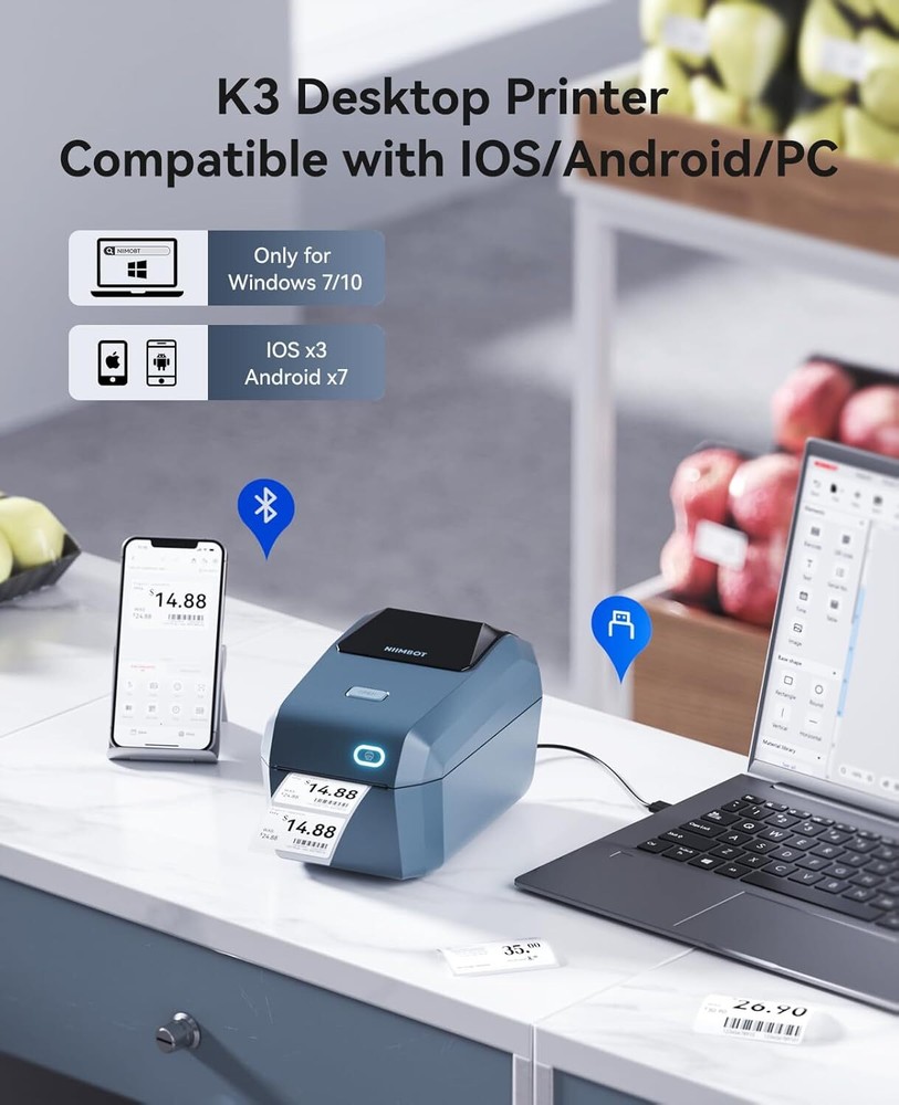 Portable K3 Label Maker with 3.15-Inch Wide Sticker Printing