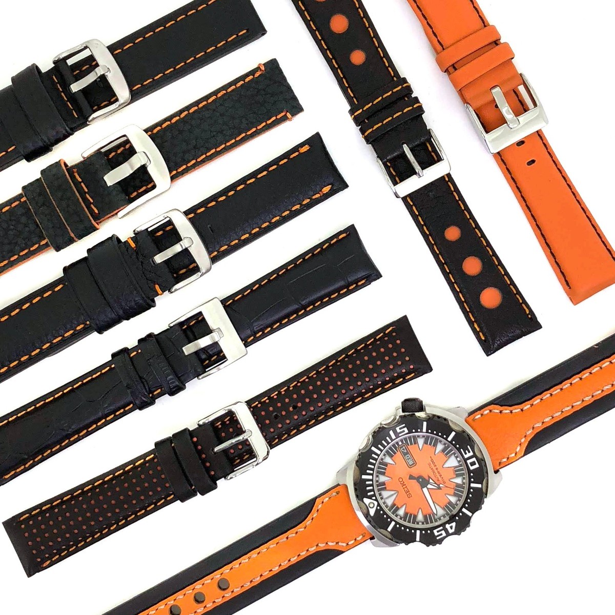 Watch Band to Fit Seiko Monster Orange SKX779 SKX001 SKX781 SRP307
