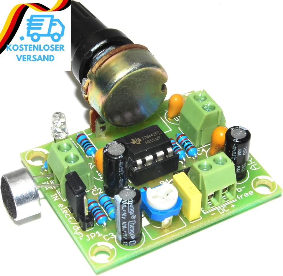 Arlikits AR172 Mikrofonverstärker Bausatz Elektret Einstellbar Grün - Bild 2 von 4