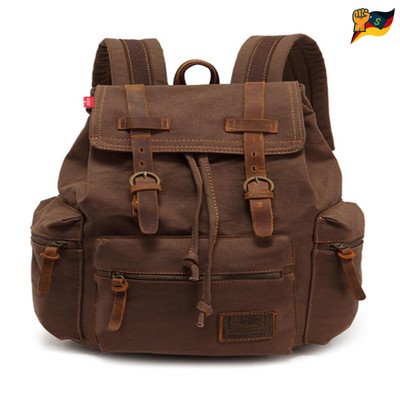 Retro Segeltuch Rucksack Canvas Vintage Laptop Daypack Schulrucksack Reisetasche