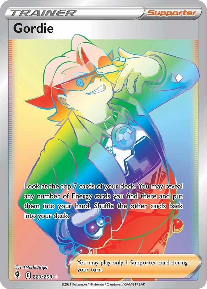 Gordie (Secret) 223/203 Secret Rare SWSH07: Evolving Skies Pokemon Card NM