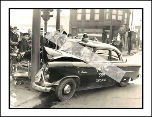 Chicago Police Wreck Vintage Photograph Print 8.5x11"