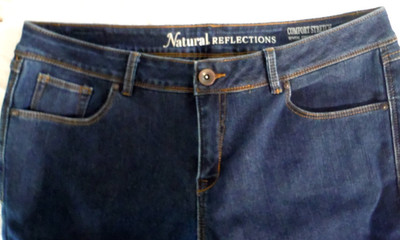 WOMEN'S NATURAL REFLECTIONS DARK BLUE DENIM FLEECE LINED JEANS BOOT CUT   SZ 12