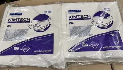 2 pk Kimtech Pure  W4 Disposable Cleanroom Wipe 9''x9'' 33390, 2x100 Wipes