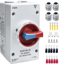 Waterproof IP66 Solar Disconnect Switch 4-Pole Red DC1500V 32Amp 