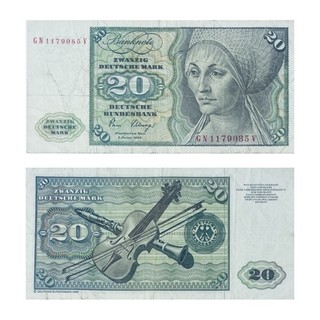 WEST GERMANY 20 DEUTSCHE MARKS BANKNOTE 1980 OLD GERMAN NOTE DEUTSCHMARK DM MARK