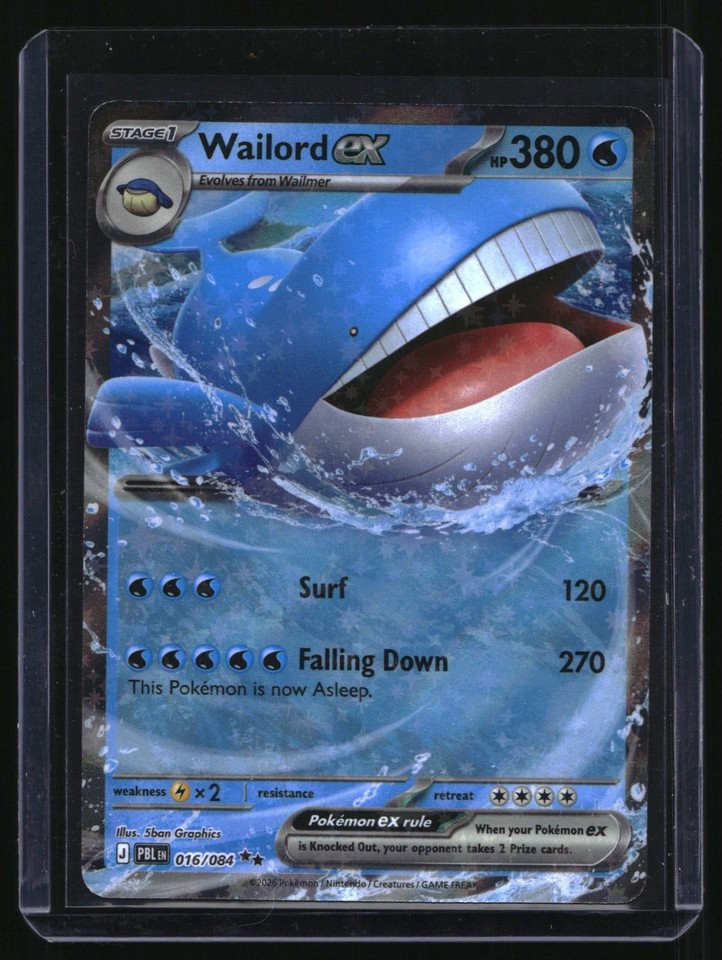 2026 Pokemon Pitch Black Wailord ex Double Rare PBL Pokemon Pitch Black Wailord ex 016/084 Double Rare PBL