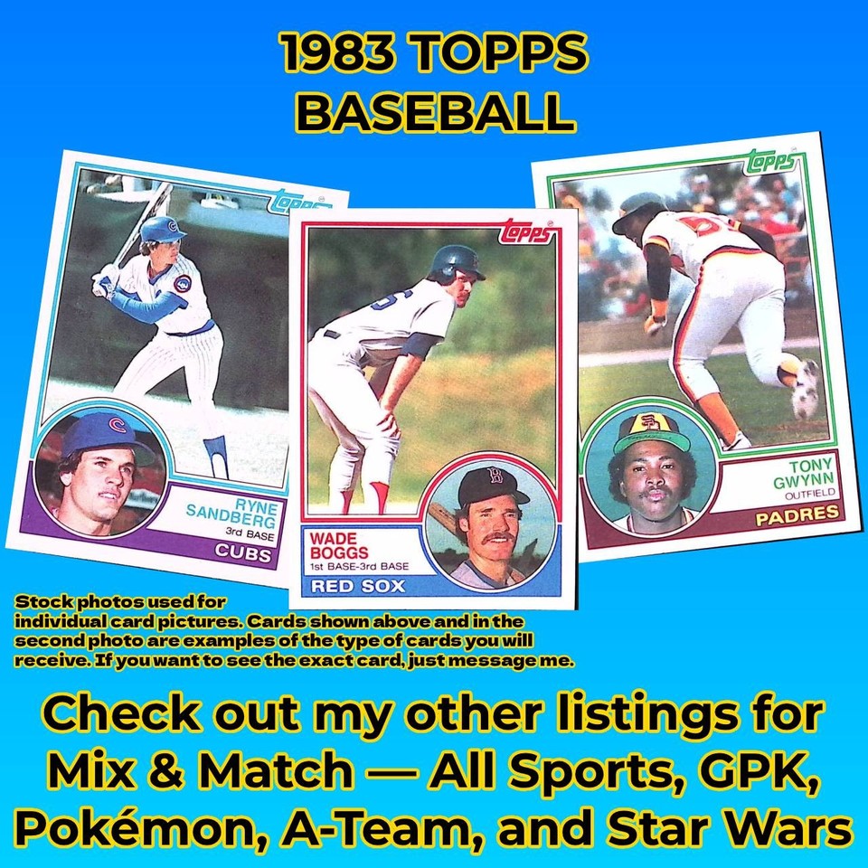 1983 Topps Baseball Cards Complete Your Set (#'s 201-400) - U PICK - $0.99 NM-MT