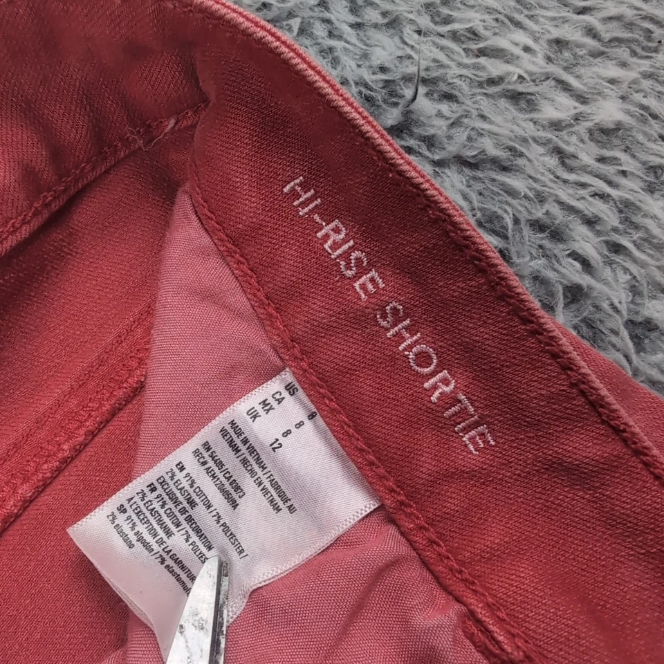 Pantalones Cortos American Eagle Mujer 8 Salmón Elastizados Envejecidos Tiro Alto Denim Foto 3 de 4