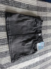 Cat & Jack Skirt Toddler Girls 2T Black Denim Paperbag Waist Super Stretch