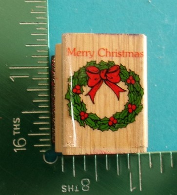 Noteworthy MERRY CHRISTMAS WREATH Rubber Stamp