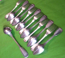 Christofle Chinon Initiales AD ? Lot Couverts XIXe  Fourchettes Cuillères Ragout