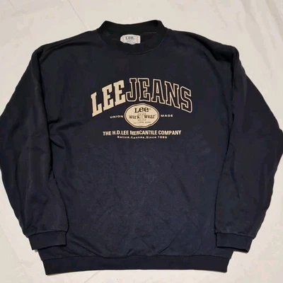 Sudadera Lee Jeans De Colección Azul Marino Gráfico Deletreado Cuello Redondo Talla L - Imagen 1 de 4