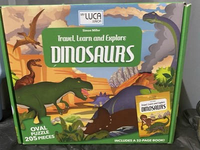 Travel, Learn And Explore Dinosaurs- Oval Puzzle + 32 Page Book 