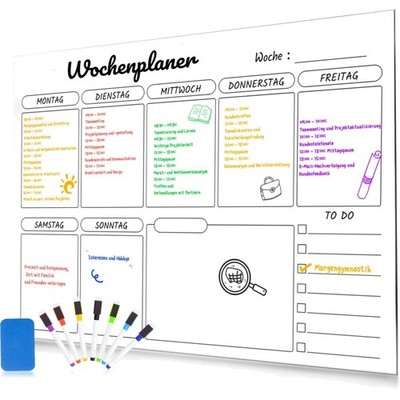 Magnettafel Wochenplaner A3 Familienplaner Putzplan Essensplaner Whiteboard