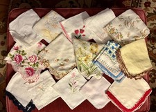 Vintage Hanky Lot 90 Crochet Lace Tatted Embroidered Floral  More