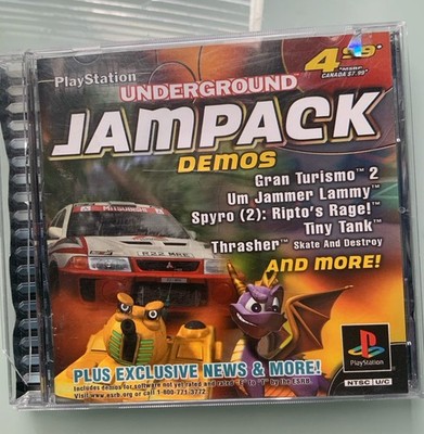 PlayStation 1 Underground Jampack Video Game Demo Disc Spyro 2, Gran Turismo 2