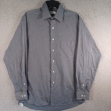 Van Heusen Mens Gray Button-Down Long-Sleeve Shirt Size Medium Classic Collar