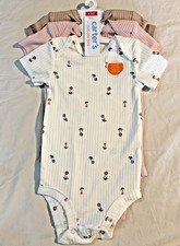 Carter  s 3-pack Bodysuits in Pink, Brown  Flowers - 6M