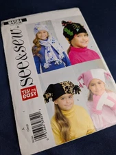 See & Sew B4584 Children's Fleece Scarves Hats Mittens UNCUT All Sizes Pattern