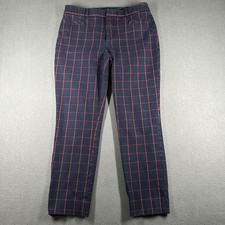 Banana Republic Sloan Plaid Pants Womens 6 Navy Red Career Dress Trousers Crops